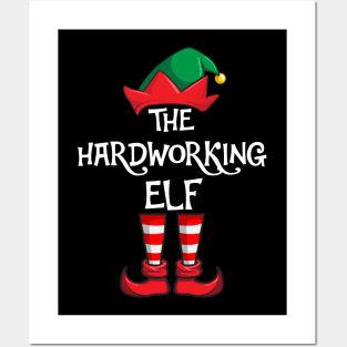 Hardworking Elf Matching Family Christmas Posters and Art